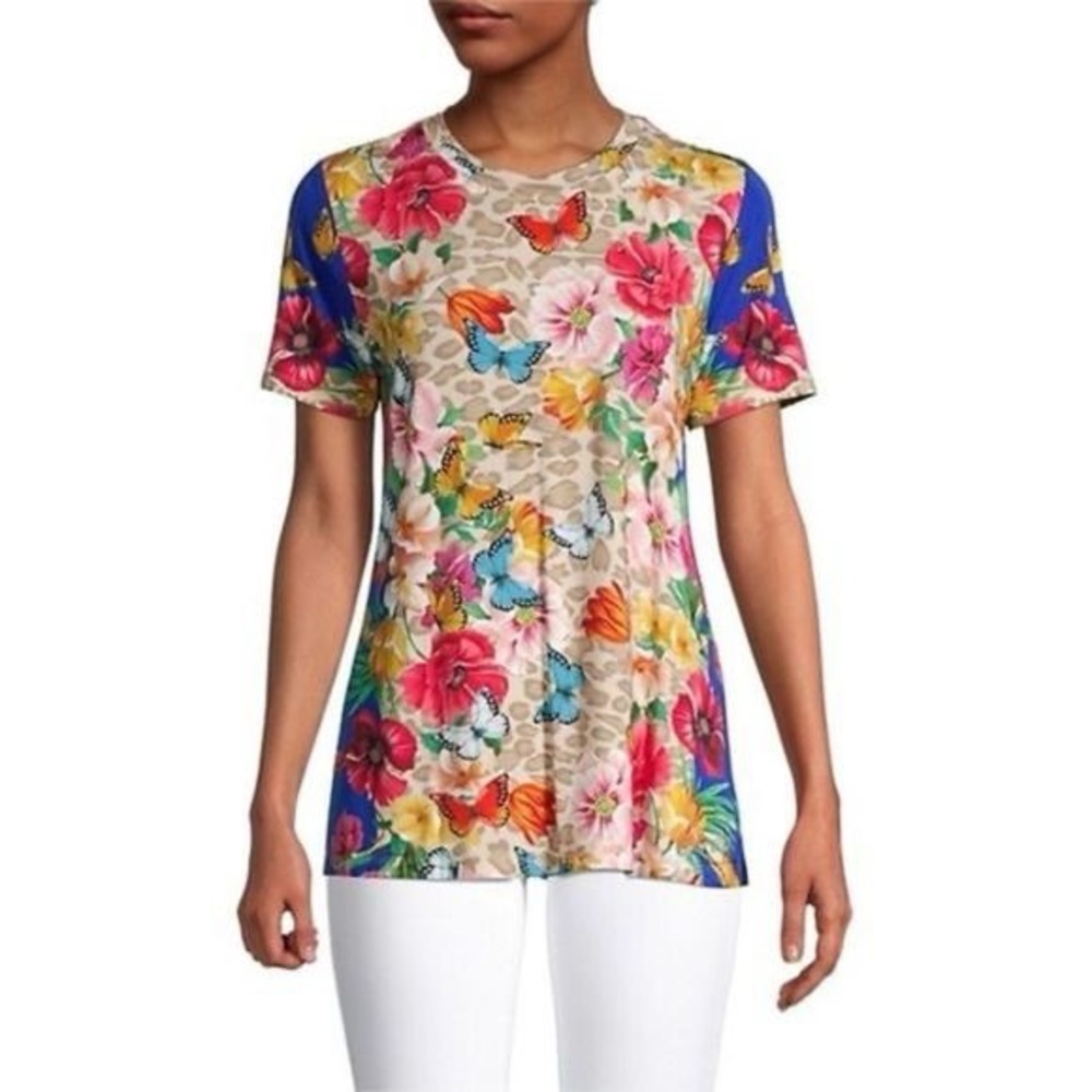 JOHNNY WAS Mayflower T-Shirt Butterflies Floral Boho Crew Neck Tee small - Picture 2 of 6